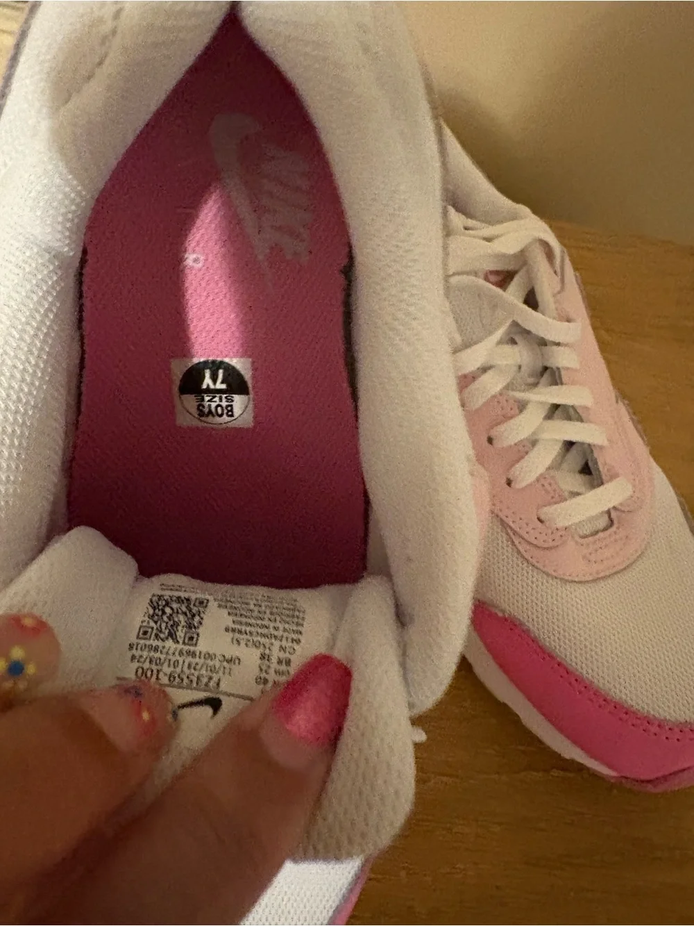 Nike White and Pink Low-Top Sneakers